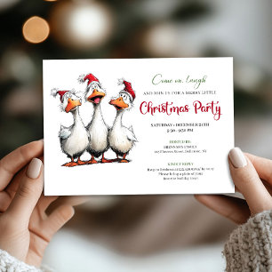 Christmas Quirky Geese Playful Humour Party Invite