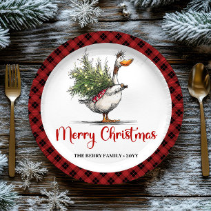 Christmas Quirky Goose Humor Whimsical Party Plate