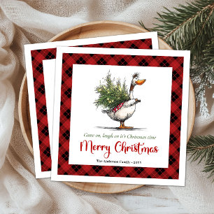 Christmas Quirky Goose Humour Whimsical Napkins
