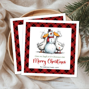 Christmas Quirky Silly Geese Humour Paper Napkins