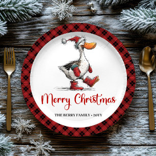 Christmas Quirky Silly Goose Humor Paper Plates