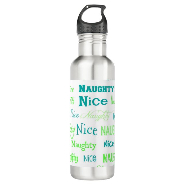 Christmas Quote Fun Naughty or Nice 710 Ml Water Bottle (Front)
