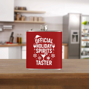 Christmas quote funny party spirits taster red hip flask