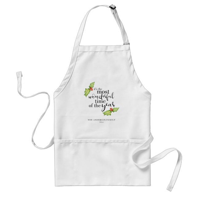 Christmas Quote Most Wonderful Time Hand Lettering Standard Apron (Front)
