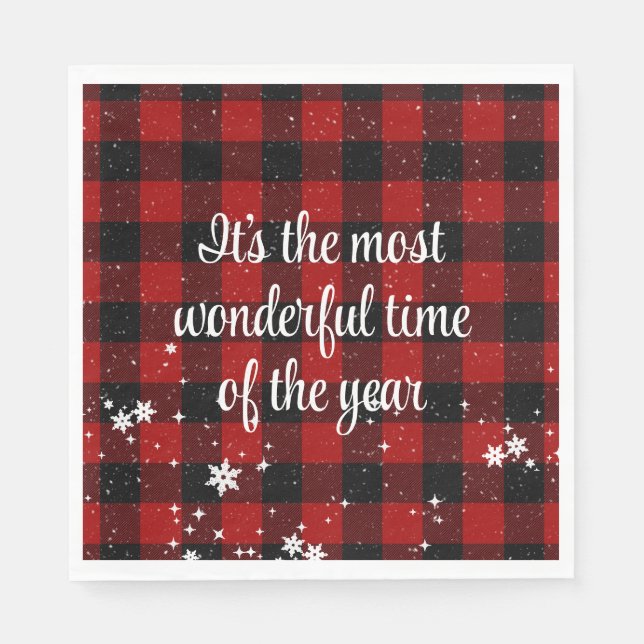 Christmas Quote on Buffalo Plaid  Napkin (Front)