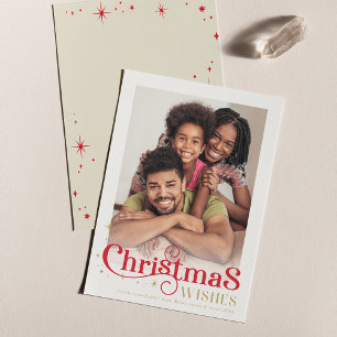 CHRISTMAS QUOTE PHOTO stylish typography red Holiday Card