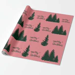 Christmas Quote Tree Pattern Elegant Black Red Wrapping Paper