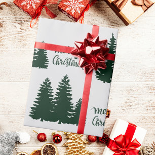 Christmas Quote Tree Pattern Elegant Black White Wrapping Paper