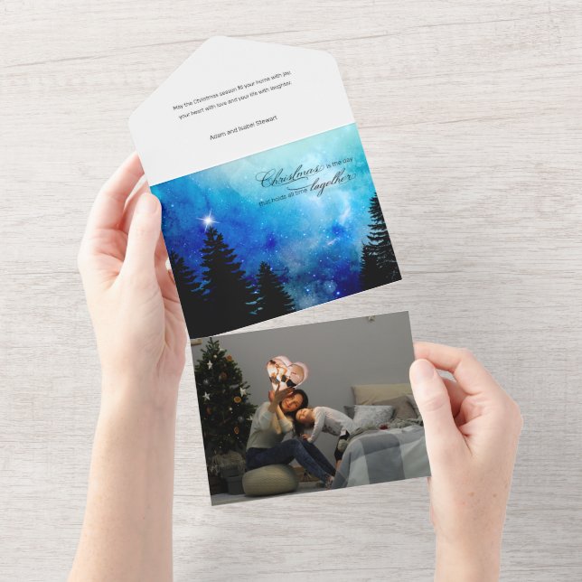 Christmas Quote w/Starry Night Sky & Woods All In One Invitation (Tearaway)