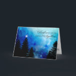 Christmas Quote w/Starry Night Sky & Woods Holiday Card<br><div class="desc">Beautiful elegant pine trees in silhouette against a background of deep blue starry night winter sky with single glowing star and Christmas quote with both custom text graphics and editable text fields. Inside features complementary woods in silhouette and editable text fields.</div>