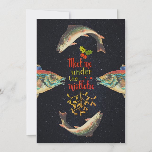 Christmas quote with fish in space holiday card (Front)