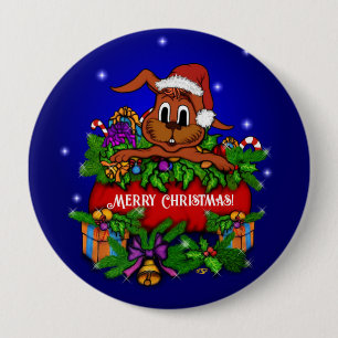 Christmas Rabbit 10 Cm Round Badge