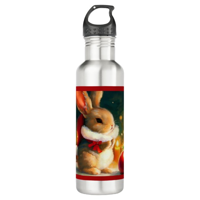 Christmas Rabbit 1 710 Ml Water Bottle (Front)