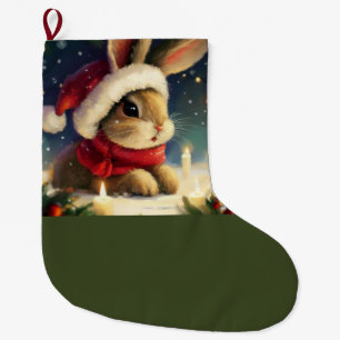 Christmas Rabbit 4 Large Christmas Stocking