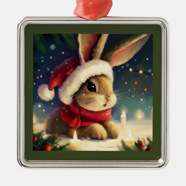 Christmas Rabbit 4 Metal Tree Decoration (Front)
