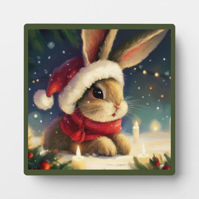 Christmas Rabbit 4 Plaque (Front)