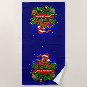 Christmas Rabbit Beach Towel