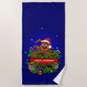 Christmas Rabbit Beach Towel