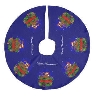 Christmas Rabbit Faux Linen Tree Skirt