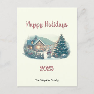 Christmas rabbit in the lake district holiday postcard