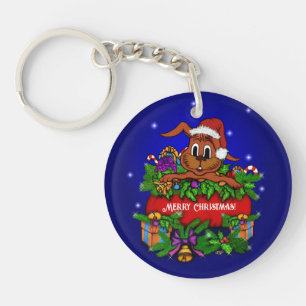 Christmas Rabbit Key Ring