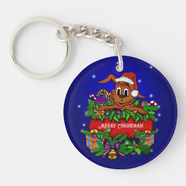 Christmas Rabbit Key Ring (Front)