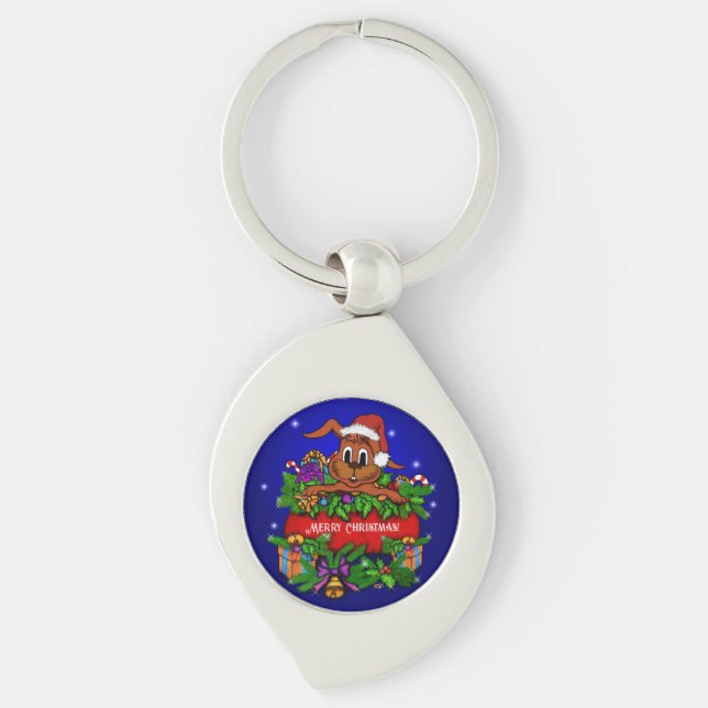 Christmas Rabbit Key Ring (Front)