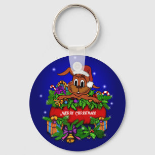 Christmas Rabbit Key Ring