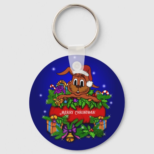 Christmas Rabbit Key Ring (Front)