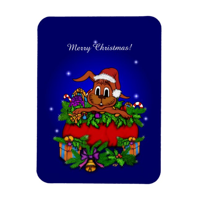 Christmas Rabbit Magnet (Vertical)