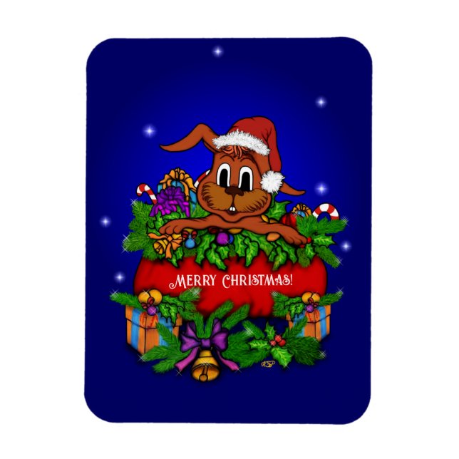 Christmas Rabbit Magnet (Vertical)