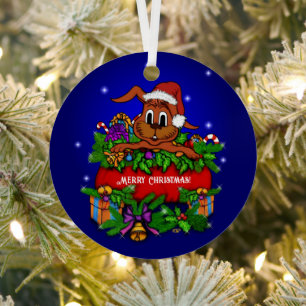 Christmas Rabbit Metal Tree Decoration