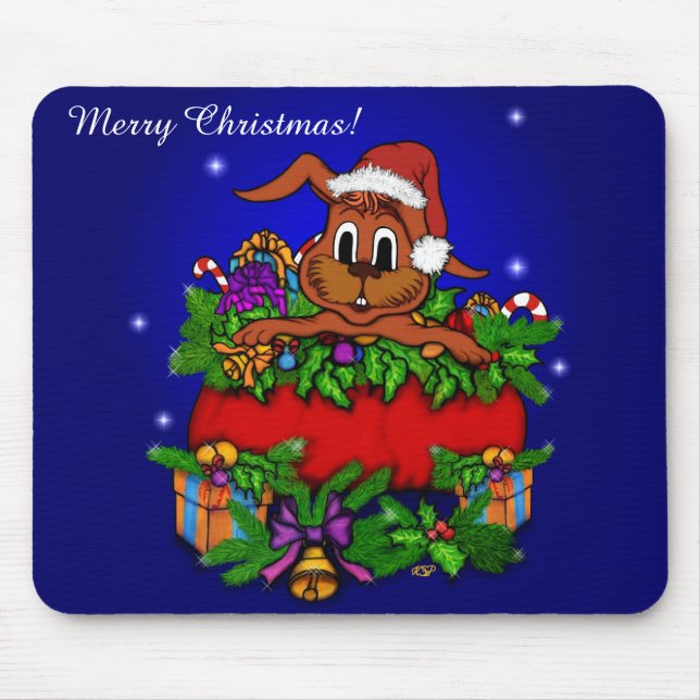 Christmas Rabbit Mouse Mat (Front)