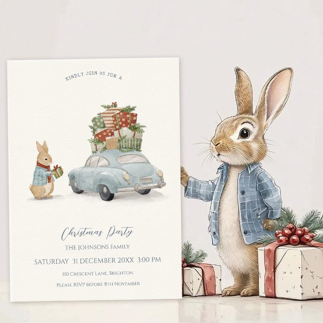 Christmas Rabbit Peter and Car Invitation (Creator Uploaded)