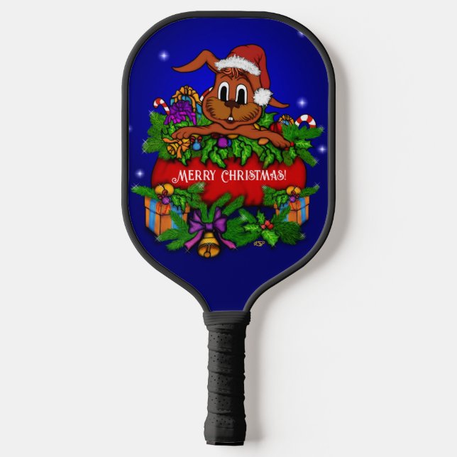 Christmas Rabbit Pickleball Paddle (Back)