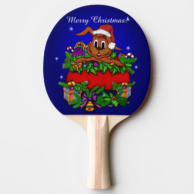 Christmas Rabbit Ping Pong Paddle (Back)
