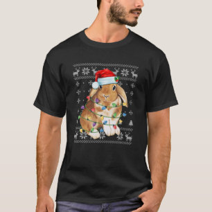 Christmas Rabbit Santa Hat Bunny Lover Gift Merry T-Shirt