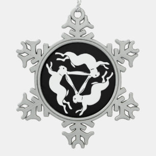 Christmas Rabbit, Tinner's Rabbit Symbol Snowflake Pewter Christmas Ornament
