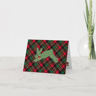 Christmas Rabbit Topiary plaid Holiday Card