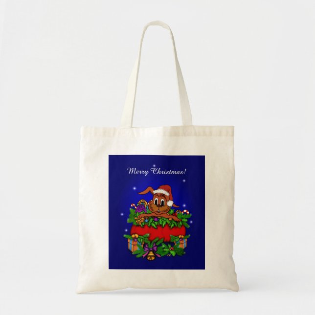Christmas Rabbit Tote Bag (Front)