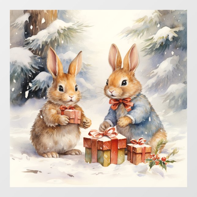 Christmas Rabbit Window Cling (Sheet)