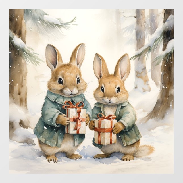 Christmas Rabbit Window Cling (Sheet)