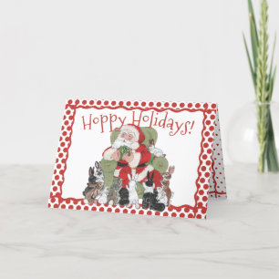 Christmas Rabbits & Santa Holiday Cute Bunny Retro