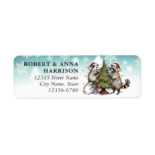 Christmas Raccoon and Opossum Address Labels