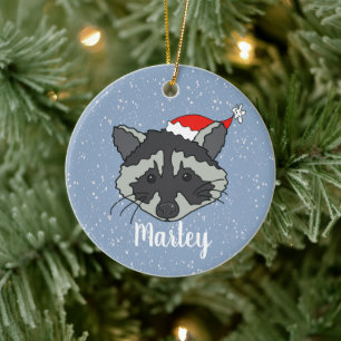 Christmas Raccoon  Ceramic Tree Decoration