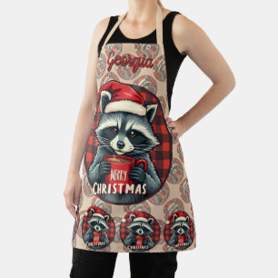 Christmas Raccoon Cocoa Cheer Apron
