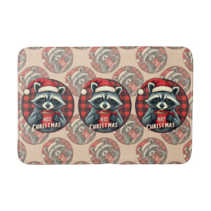 Christmas Raccoon Cocoa Cheer Bath Mat