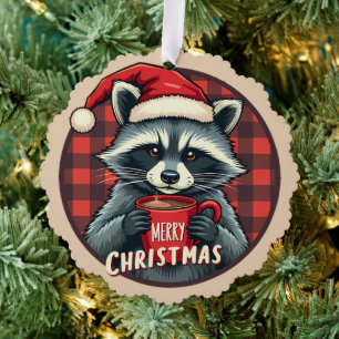 Christmas Raccoon Cocoa Cheer Tree Decoration Card