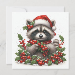 Christmas Raccoon Greeting Card