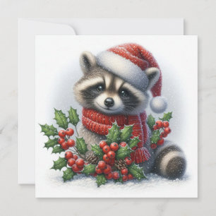 Christmas Raccoon Greeting Card